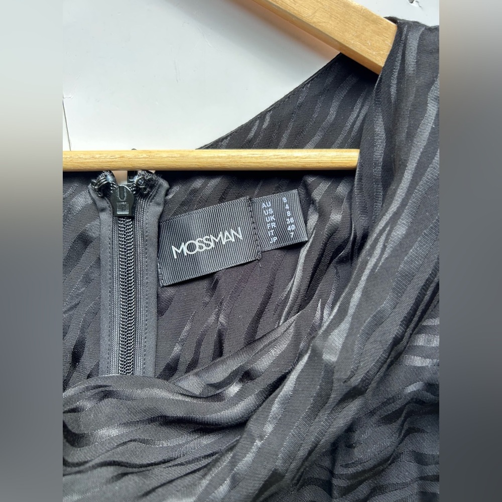 MOSSMAN TAKE BACK THE NIGHT BLACK DRESS long Elegant slit  Long Sleeve 4 - Picture 8 of 12